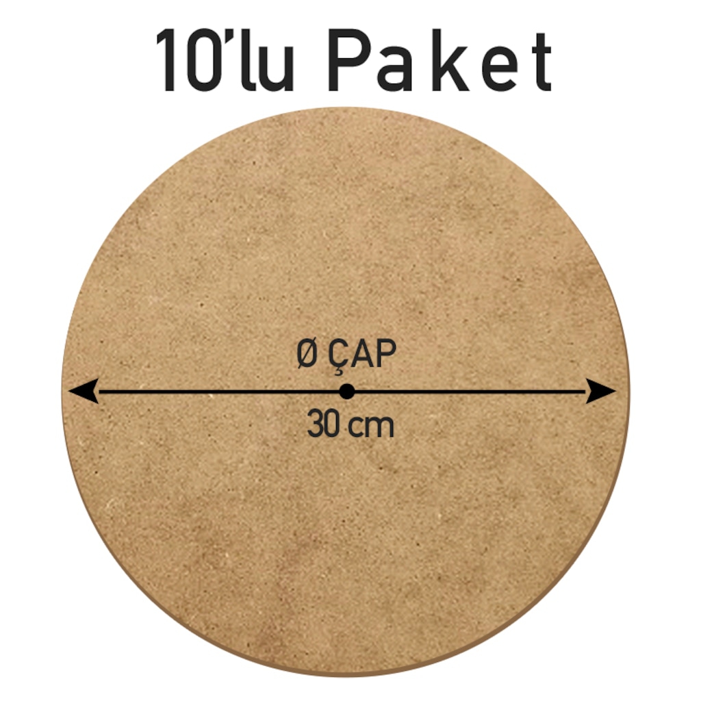 10 Adet 30 cm Çap 3 mm Ham MDF Daire Levha Yuvarlak Lazer Kesim Supla