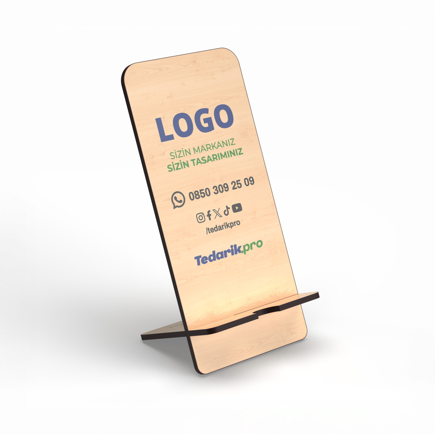 Logo Baskılı MDF Telefon Tutucu
