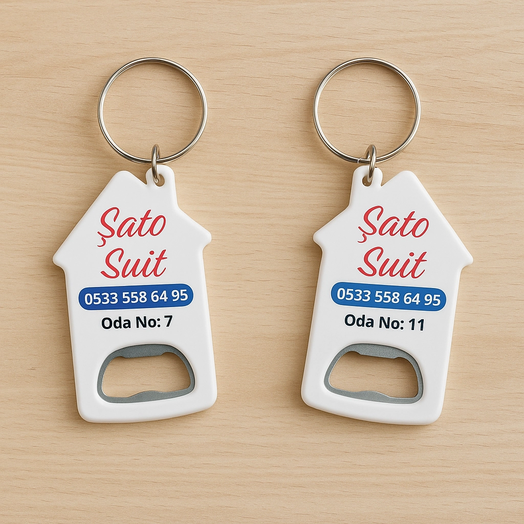 Promosyon Açacaklı Logolu Ev Anahtarlık (45x70 mm)
