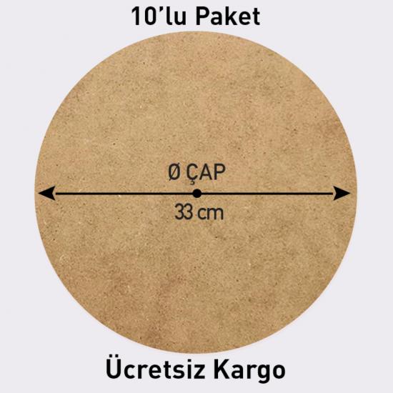 10 Adet 33 cm Çap 3 mm (2.7 mm) Ham Mdf Duralit Daire Plaka Supla