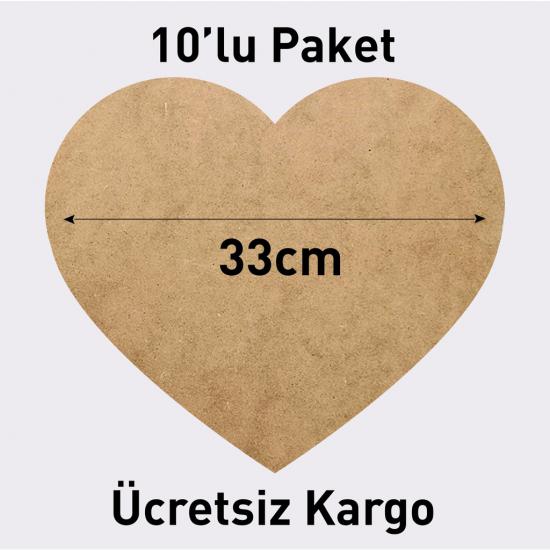 33 cm Kalp Ham MDF Duralit Supla 10’lu Paket