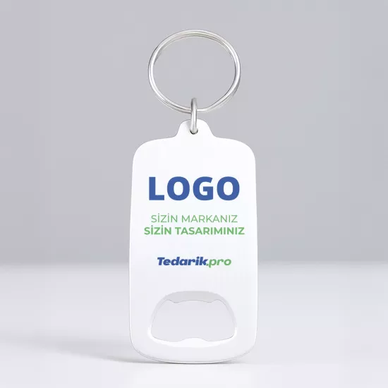 Promosyon Açacaklı Dikey Logolu Anahtarlık (40x72 mm)