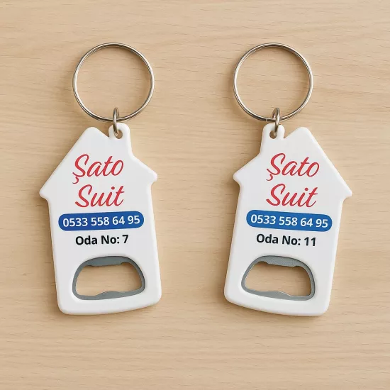 Promosyon Açacaklı Logolu Ev Anahtarlık (45x70 mm)